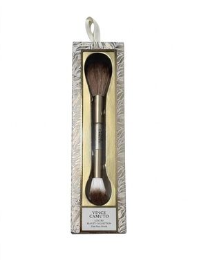 Vince Camuto Gold Dual-Ended Face Brush with Brown Bristles